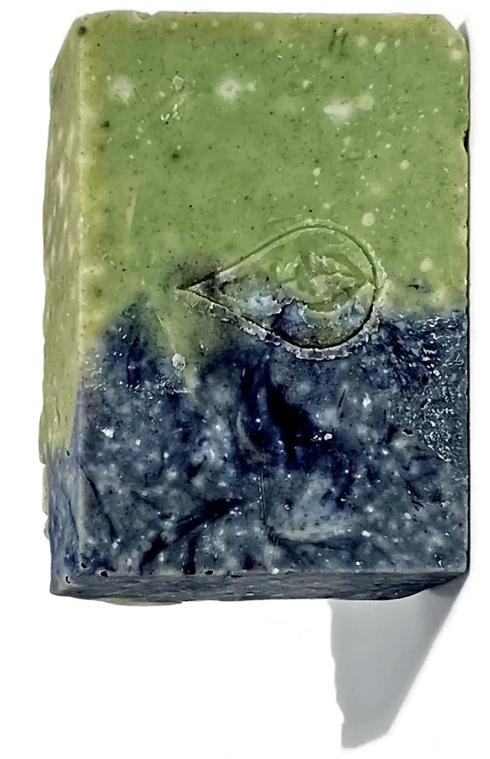 By Valenti Pineta Barcola Bar Soap showing the gray-blue and green-gray natural colors